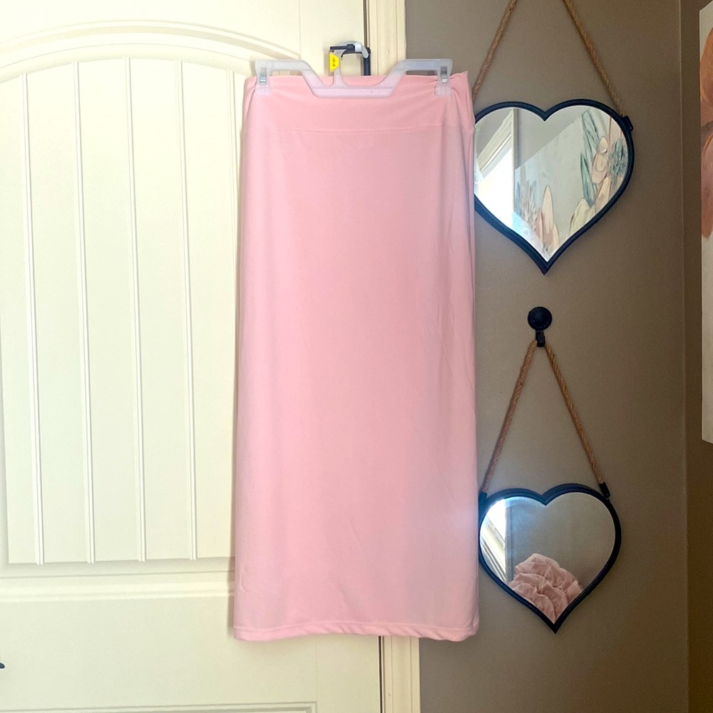 Baby pink maxi skirt